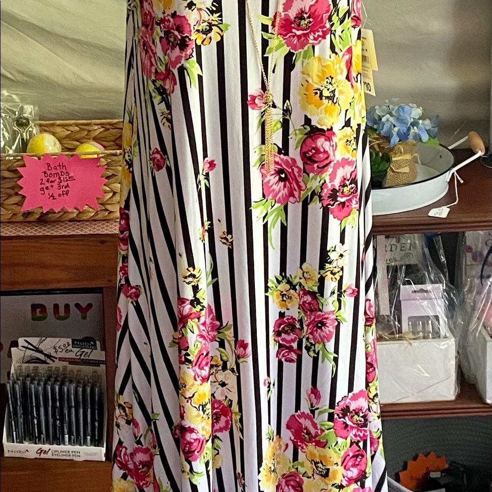 Summer stripped and floral dress